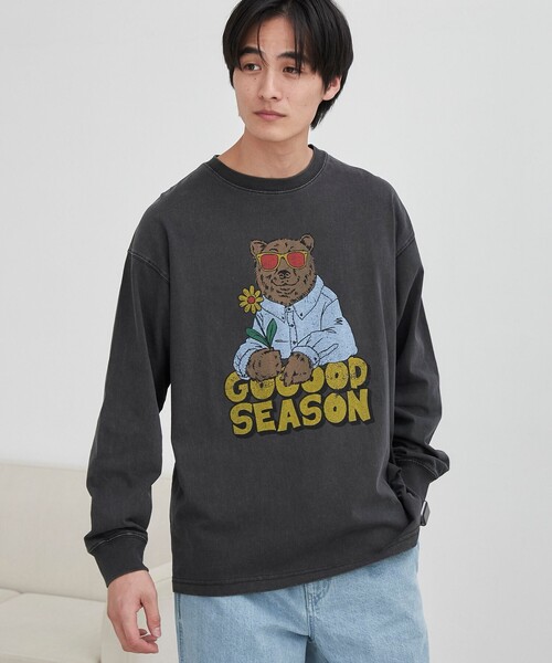 coen(コーエン)の「ベアピグメントプリントロングスリーブTシャツ(Tシャツ/カットソー・メンズ・ダークグレー/ナチュラル・M/L/XL)」の13枚目の写真