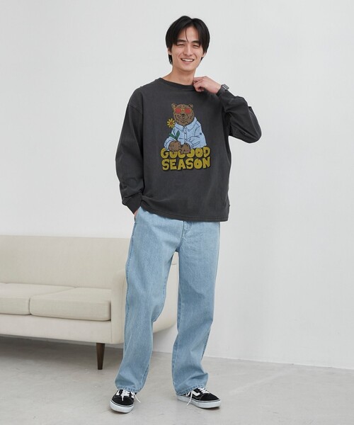 coen(コーエン)の「ベアピグメントプリントロングスリーブTシャツ(Tシャツ/カットソー・メンズ・ダークグレー/ナチュラル・M/L/XL)」の14枚目の写真