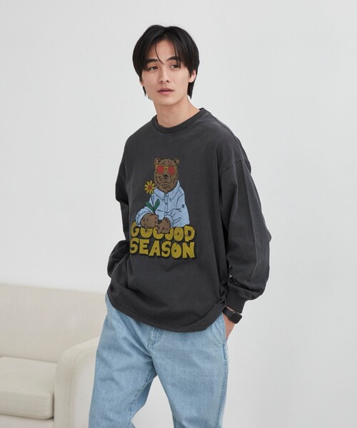 coen(コーエン)の「ベアピグメントプリントロングスリーブTシャツ(Tシャツ/カットソー・メンズ・ダークグレー/ナチュラル・M/L/XL)」の17枚目の写真