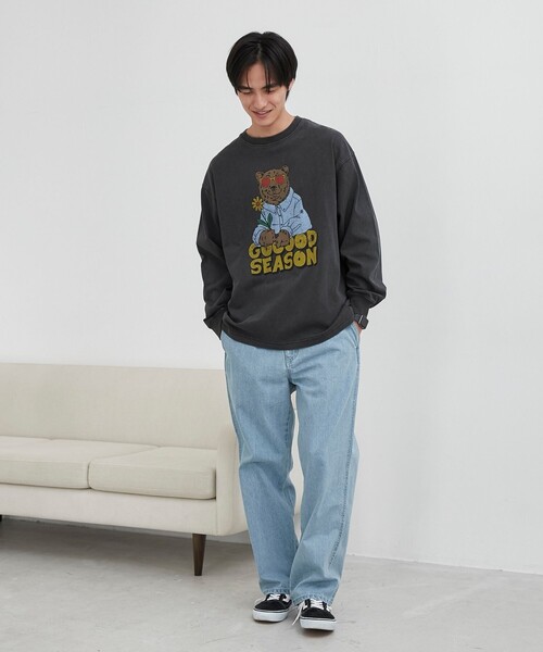 coen(コーエン)の「ベアピグメントプリントロングスリーブTシャツ(Tシャツ/カットソー・メンズ・ダークグレー/ナチュラル・M/L/XL)」の18枚目の写真