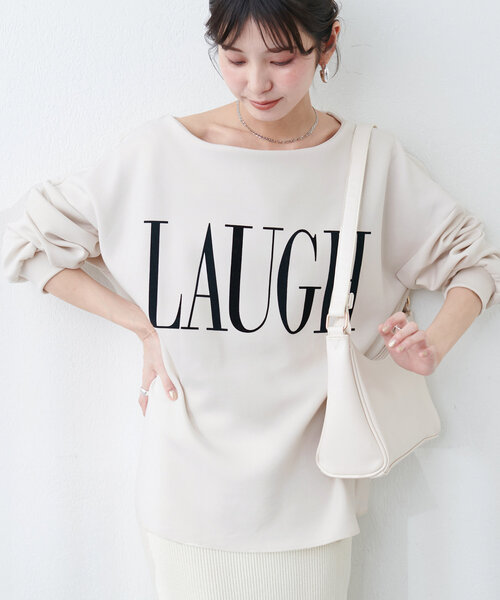 natural couture（ナチュラルクチュール）の「スポリロゴ入りプルオーバー（Tシャツ/カットソー・レディース・その他1/ブラック/オフホワイト/グレー・FREE）」の18枚目の写真