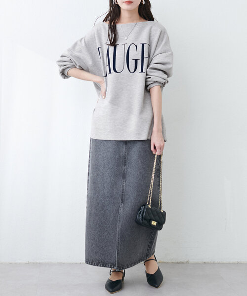 natural couture（ナチュラルクチュール）の「スポリロゴ入りプルオーバー（Tシャツ/カットソー・レディース・その他1/ブラック/オフホワイト/グレー・FREE）」の14枚目の写真