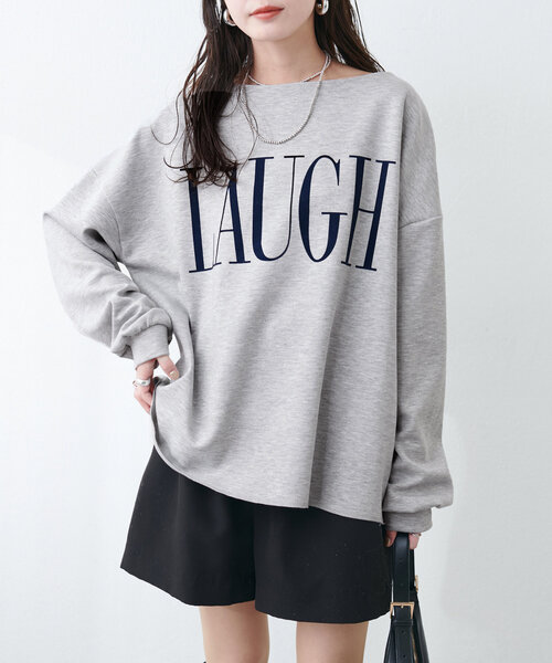 natural couture（ナチュラルクチュール）の「スポリロゴ入りプルオーバー（Tシャツ/カットソー・レディース・その他1/ブラック/オフホワイト/グレー・FREE）」の13枚目の写真