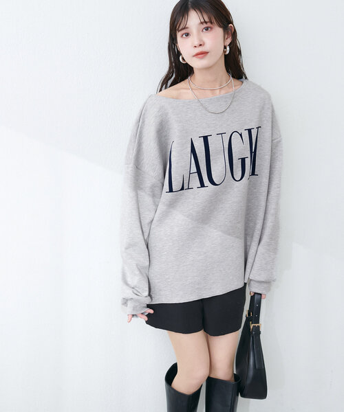 natural couture（ナチュラルクチュール）の「スポリロゴ入りプルオーバー（Tシャツ/カットソー・レディース・その他1/ブラック/オフホワイト/グレー・FREE）」の12枚目の写真