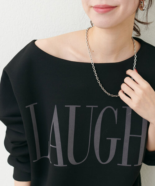 natural couture（ナチュラルクチュール）の「スポリロゴ入りプルオーバー（Tシャツ/カットソー・レディース・その他1/ブラック/オフホワイト/グレー・FREE）」の9枚目の写真