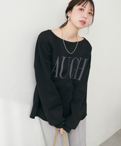 natural couture（ナチュラルクチュール）の「スポリロゴ入りプルオーバー（Tシャツ/カットソー・レディース・その他1/ブラック/オフホワイト/グレー・FREE）」の8枚目の写真