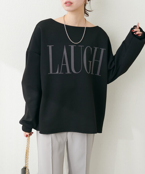 natural couture（ナチュラルクチュール）の「スポリロゴ入りプルオーバー（Tシャツ/カットソー・レディース・その他1/ブラック/オフホワイト/グレー・FREE）」の7枚目の写真