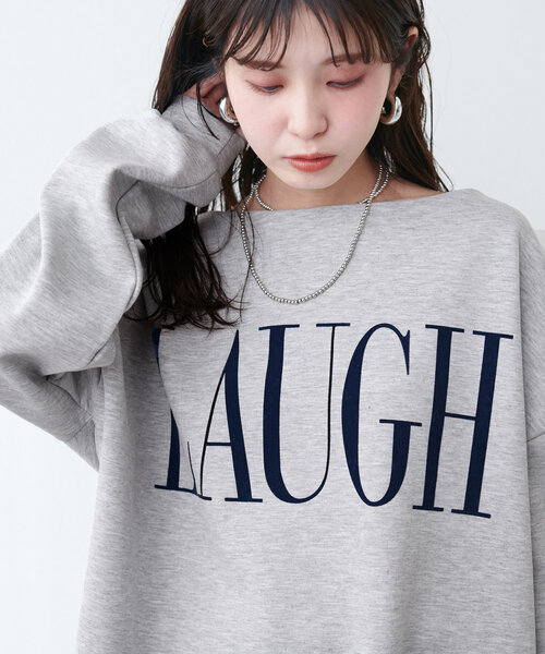 natural couture（ナチュラルクチュール）の「スポリロゴ入りプルオーバー（Tシャツ/カットソー・レディース・その他1/ブラック/オフホワイト/グレー・FREE）」の3枚目の写真