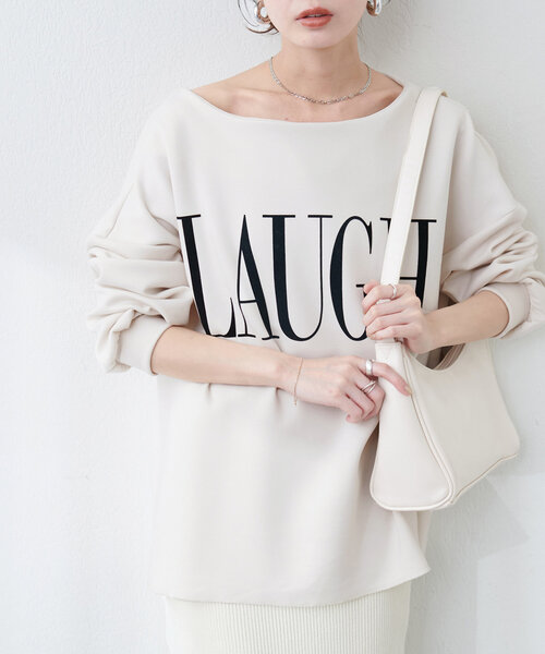 natural couture（ナチュラルクチュール）の「スポリロゴ入りプルオーバー（Tシャツ/カットソー・レディース・その他1/ブラック/オフホワイト/グレー・FREE）」の2枚目の写真