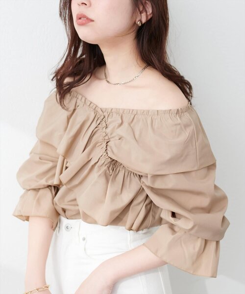 クロスフリルデザインブラウス（シャツ/ブラウス）｜natural couture