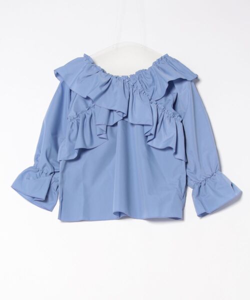 natural couture(ナチュラルクチュール)の「クロスフリルデザインブラウス(シャツ/ブラウス・レディース・オフホワイト/ブラック/ベージュ/ミント/ブルー・FREE)」の5枚目の写真