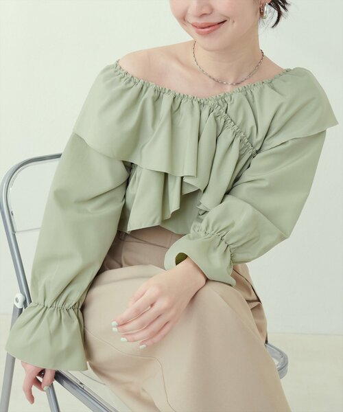 natural couture(ナチュラルクチュール)の「クロスフリルデザインブラウス(シャツ/ブラウス・レディース・オフホワイト/ブラック/ベージュ/ミント/ブルー・FREE)」の17枚目の写真