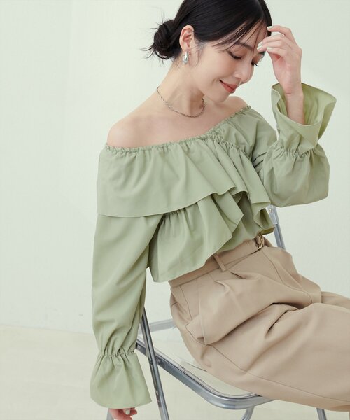 natural couture(ナチュラルクチュール)の「クロスフリルデザインブラウス(シャツ/ブラウス・レディース・オフホワイト/ブラック/ベージュ/ミント/ブルー・FREE)」の18枚目の写真