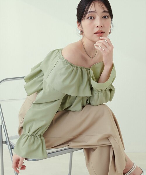 natural couture(ナチュラルクチュール)の「クロスフリルデザインブラウス(シャツ/ブラウス・レディース・オフホワイト/ブラック/ベージュ/ミント/ブルー・FREE)」の19枚目の写真