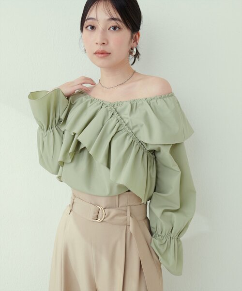 natural couture(ナチュラルクチュール)の「クロスフリルデザインブラウス(シャツ/ブラウス・レディース・オフホワイト/ブラック/ベージュ/ミント/ブルー・FREE)」の22枚目の写真