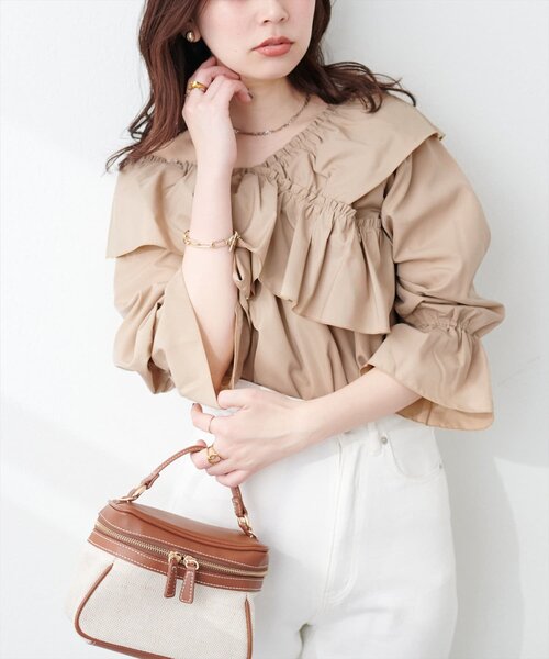 クロスフリルデザインブラウス（シャツ/ブラウス）｜natural couture