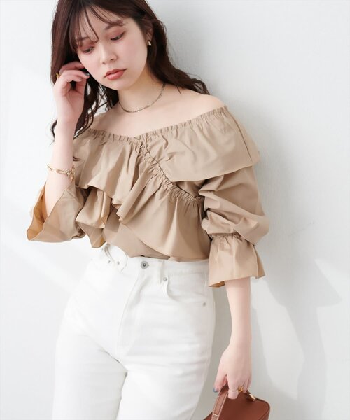 natural couture(ナチュラルクチュール)の「クロスフリルデザインブラウス(シャツ/ブラウス・レディース・オフホワイト/ブラック/ベージュ/ミント/ブルー・FREE)」の15枚目の写真