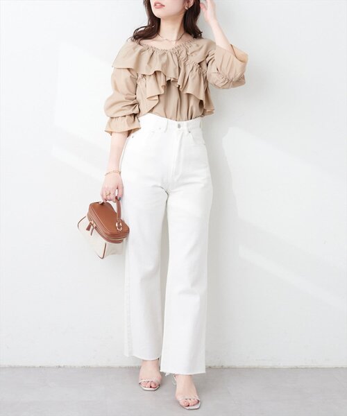 natural couture(ナチュラルクチュール)の「クロスフリルデザインブラウス(シャツ/ブラウス・レディース・オフホワイト/ブラック/ベージュ/ミント/ブルー・FREE)」の16枚目の写真