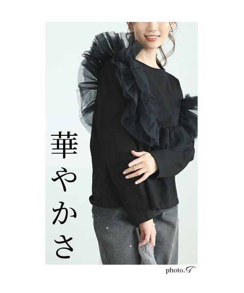 Sawa a la mode（サワアラモード）の「チュールドッキングトップス（Tシャツ/カットソー・レディース・グレー/ブラック・FREE）」の12枚目の写真