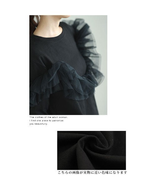 Sawa a la mode（サワアラモード）の「チュールドッキングトップス（Tシャツ/カットソー・レディース・グレー/ブラック・FREE）」の14枚目の写真