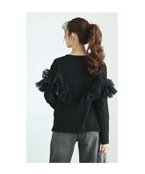 Sawa a la mode（サワアラモード）の「チュールドッキングトップス（Tシャツ/カットソー・レディース・グレー/ブラック・FREE）」の16枚目の写真