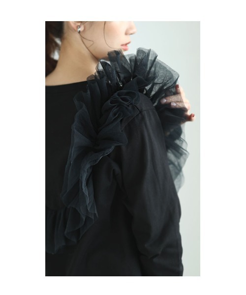 Sawa a la mode（サワアラモード）の「チュールドッキングトップス（Tシャツ/カットソー・レディース・グレー/ブラック・FREE）」の17枚目の写真