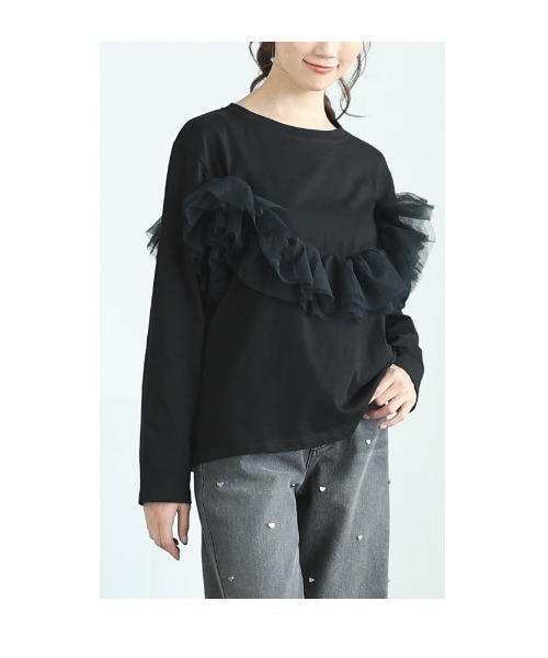 Sawa a la mode（サワアラモード）の「チュールドッキングトップス（Tシャツ/カットソー・レディース・グレー/ブラック・FREE）」の19枚目の写真