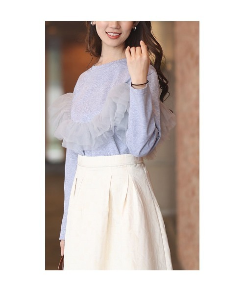 Sawa a la mode（サワアラモード）の「チュールドッキングトップス（Tシャツ/カットソー・レディース・グレー/ブラック・FREE）」の21枚目の写真