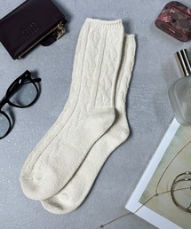 CALIFORNIA OUTFITTERS（カリフォルニア アウトフィッターズ）の「3-12C9 無地 ケーブル編 クルーソックス イエロー ホワイト ブラック グレー チャコールグレー グリーン（ソックス/靴下）」