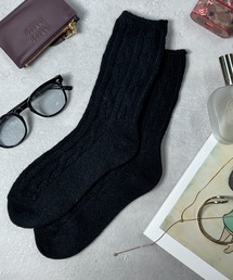 CALIFORNIA OUTFITTERS（カリフォルニア アウトフィッターズ）の「3-12C9 無地 ケーブル編 クルーソックス イエロー ホワイト ブラック グレー チャコールグレー グリーン（ソックス/靴下・メンズ）」