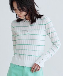 GALLEST | シアーボーダーポロニット(ニット/セーター)