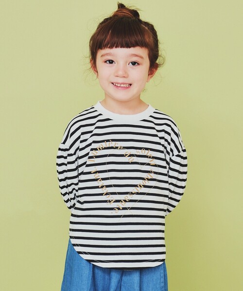 THE SHOP TK (ザ ショップ ティーケー )の「【110-150】ハートロゴパフ袖プルオーバー/洗濯機OK(Tシャツ/カットソー・キッズ・イエロー系その他/ブラック系2/チャコールグレー・11/12/15 /13/14)」の2枚目の写真