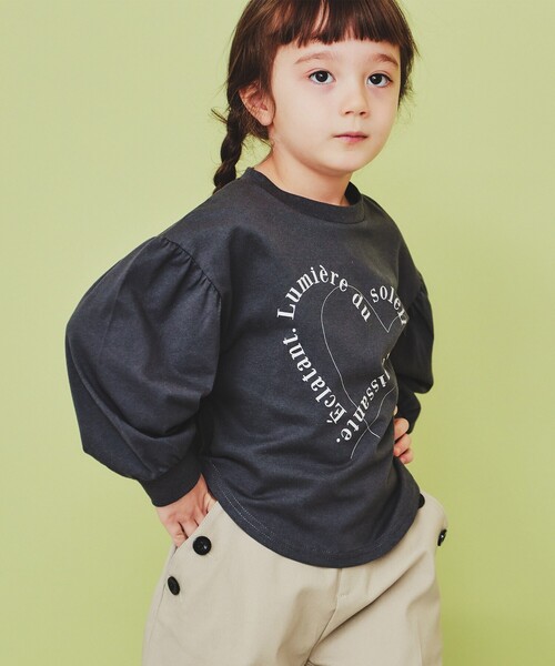 THE SHOP TK (ザ ショップ ティーケー )の「【110-150】ハートロゴパフ袖プルオーバー/洗濯機OK(Tシャツ/カットソー・キッズ・イエロー系その他/ブラック系2/チャコールグレー・11/12/15 /13/14)」の12枚目の写真