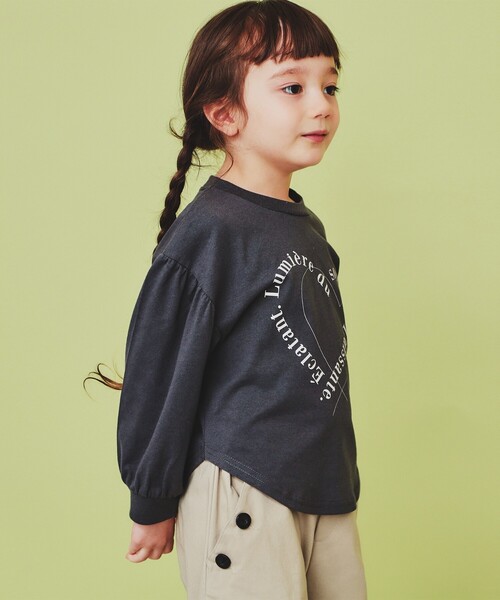 THE SHOP TK (ザ ショップ ティーケー )の「【110-150】ハートロゴパフ袖プルオーバー/洗濯機OK(Tシャツ/カットソー・キッズ・イエロー系その他/ブラック系2/チャコールグレー・11/12/15 /13/14)」の14枚目の写真