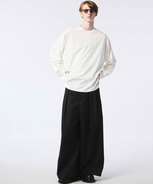 MAISON SPECIAL(メゾンスペシャル)の「《UNISEX》Prime-Over Smashing Light Punch Crew Neck Long Sleeve T-Shirt/プライムオーバースマッシングライトポンチクルーネックロングスリーブティーシャツ【MAISON SPECIAL/メゾンスペシャル】(Tシャツ/カットソー・メンズ・ブラック/グレイッシュベージュ/チャコールグレー/ホワイト/レッド・0/1/2)」の22枚目の写真
