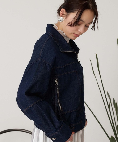Edit Sheen（エディットシーン）の「ショートスタンドブルゾン（ブルゾン・レディース・インディゴブルー・M）」の3枚目の写真