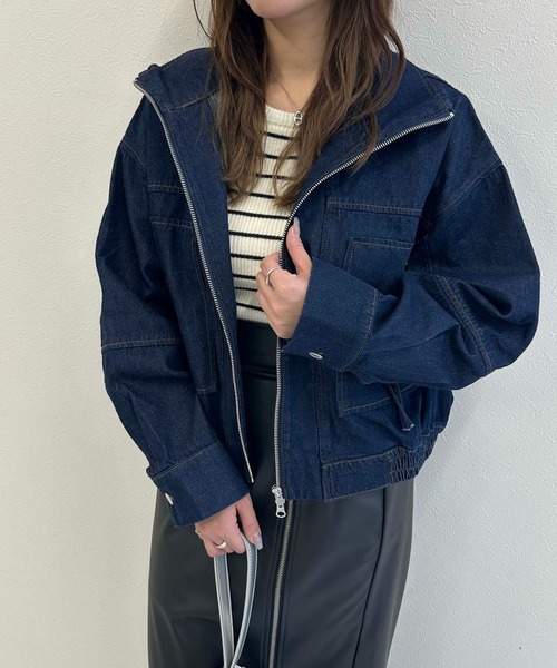 Edit Sheen（エディットシーン）の「ショートスタンドブルゾン（ブルゾン・レディース・インディゴブルー・M）」の9枚目の写真