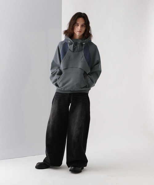 HARE(ハレ)の「ポンチキリカエデザインパーカー(HARE)(パーカー・メンズ・グレー/ブラック・FREE)」の12枚目の写真