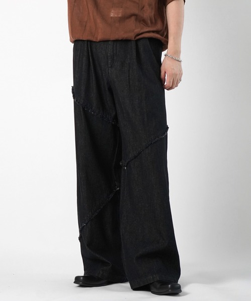 BLACKLISTS ウォッシュ加工ワイドシルエットデニムパンツ BLACKLISTS ウォッシュ加工ワイドシルエットデニムパンツ