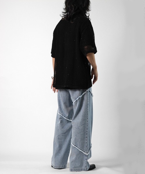 Confirm(コンファーム)の「切替フリンジ ウォッシュ加工 ワイドストレートデニムパンツ(デニムパンツ・メンズ・ブラック/サックスブルー/グレー・M/L)」の14枚目の写真