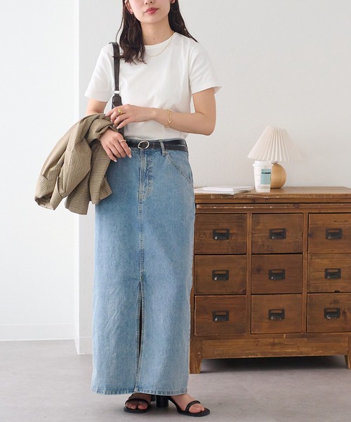 DISCOAT（ディスコート）の「コンパクトTシャツ（Tシャツ/カットソー・レディース・ベージュ/サックスブルー/ホワイト×ブラック/ブラック/オフホワイト/チャコールグレー・LARGE/MEDIUM）」の14枚目の写真