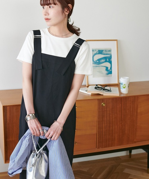 DISCOAT（ディスコート）の「コンパクトTシャツ（Tシャツ/カットソー・レディース・ベージュ/サックスブルー/ホワイト×ブラック/ブラック/オフホワイト/チャコールグレー・LARGE/MEDIUM）」の16枚目の写真