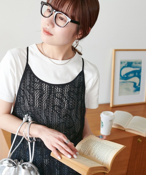 DISCOAT（ディスコート）の「コンパクトTシャツ（Tシャツ/カットソー・レディース・ベージュ/サックスブルー/ホワイト×ブラック/ブラック/オフホワイト/チャコールグレー・LARGE/MEDIUM）」の18枚目の写真