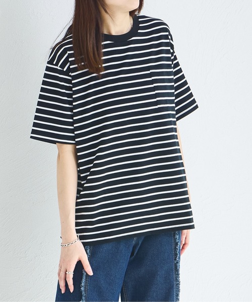 pairmanon(ペアマノン)の「【リンクコーデ】【大人ユニセックス】胸ポケット ビッグシルエット 半袖Tシャツ(Tシャツ/カットソー・レディース・ブラック系その他/ホワイト系その他/ホワイト/ブラウン/ブラック/ライトベージュ/グリーン系その他/グリーン系その他2・S/M/L)」の4枚目の写真