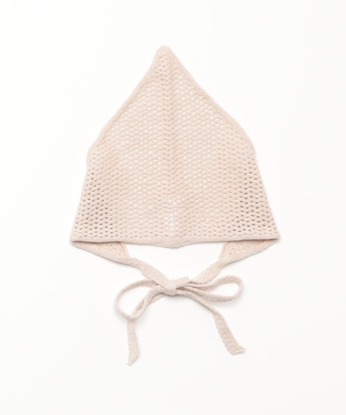 studio CLIP（スタディオクリップ）の「編地三角スカーフ（バンダナ/スカーフ・レディース・ナチュラル/ベージュ/ブラック・FREE）」の3枚目の写真