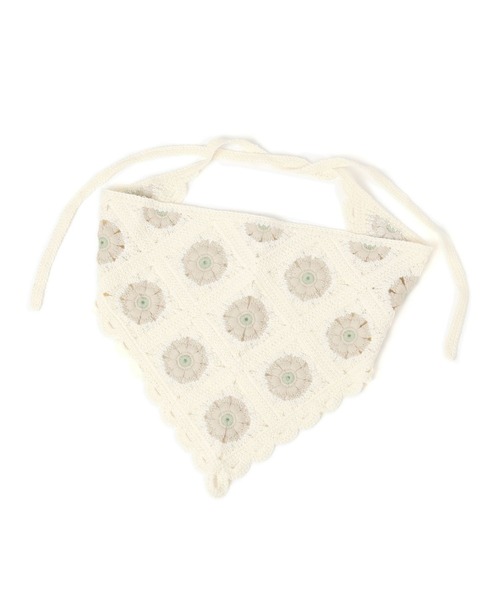 studio CLIP（スタディオクリップ）の「編地三角スカーフ（バンダナ/スカーフ・レディース・ナチュラル/ベージュ/ブラック・FREE）」の7枚目の写真