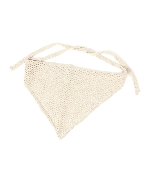 studio CLIP（スタディオクリップ）の「編地三角スカーフ（バンダナ/スカーフ・レディース・ナチュラル/ベージュ/ブラック・FREE）」の13枚目の写真