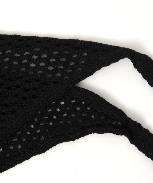 studio CLIP（スタディオクリップ）の「編地三角スカーフ（バンダナ/スカーフ・レディース・ナチュラル/ベージュ/ブラック・FREE）」の15枚目の写真