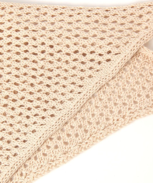 studio CLIP（スタディオクリップ）の「編地三角スカーフ（バンダナ/スカーフ・レディース・ナチュラル/ベージュ/ブラック・FREE）」の16枚目の写真