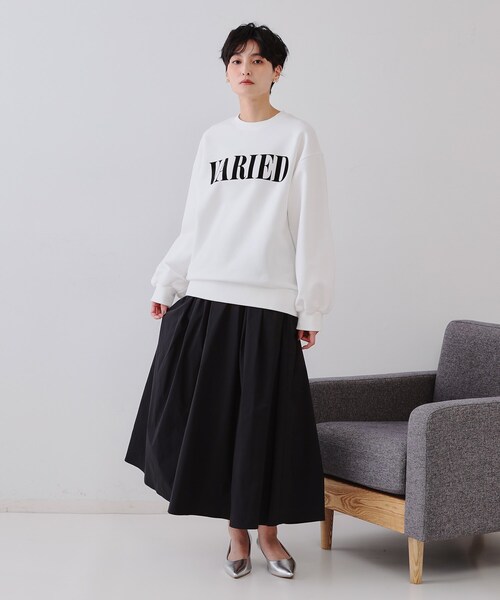 OPAQUE.CLIP（オペークドットクリップ）の「イージータックギャザースカート【洗濯機洗い可】（スカート・レディース・ブラック/サックスブルー・42/40/38）」の4枚目の写真